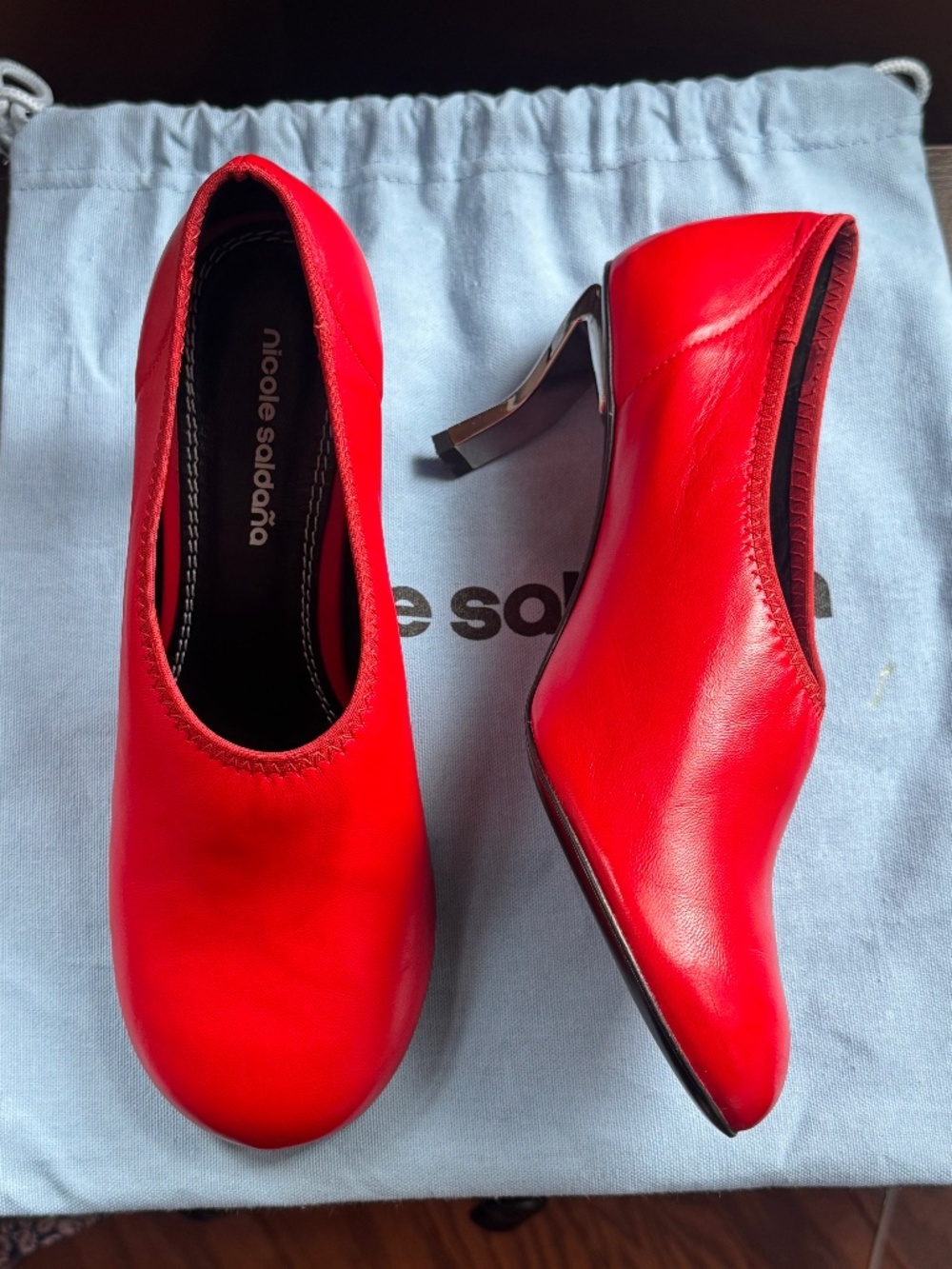 NICOLE SALDAÑA Red Harper Leather Heels